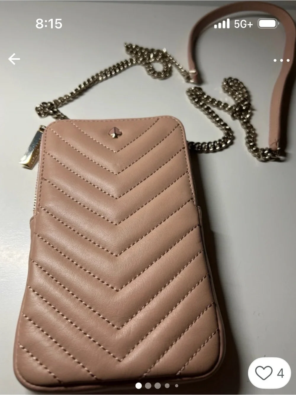 kate spade Blush Pink Quilted Crossbody Phone Bag with Gold Chain